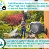 GARDENA 100' ft. Wall Mounted Retractable Reel with Hose Guide, automatic retraction for easy watering of garden or yard. Easy swivel