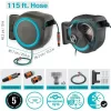 GARDENA 115' ft. Wall Mounted Retractable Hose Reel, Black and Turquoise