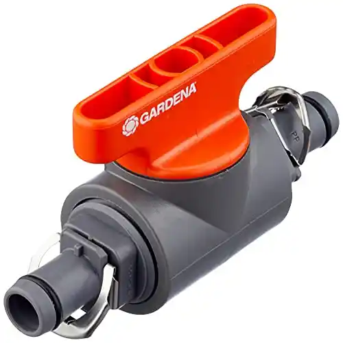 Gardena 1358/8358-U 1/2" Shut Off Valve - Micro Drip System, Orange/Grey