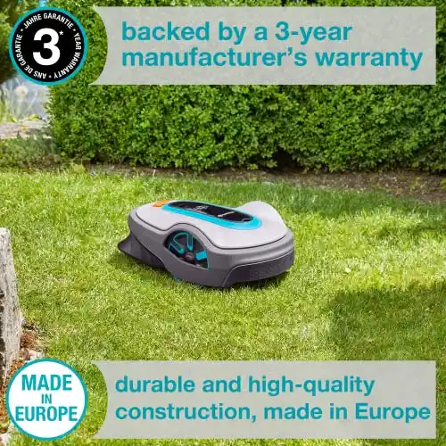 GARDENA 15108-41 SILENO Life - Automatic Robotic Lawn Mower, with Bluetooth app and Boundary Wire, The quietest in its Class, for lawns up to 16,200 Sq Ft, Made in Europe, Grey