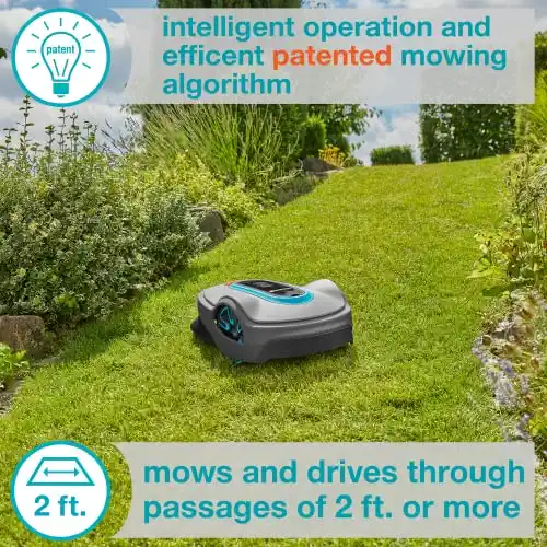 GARDENA 15108-41 SILENO Life - Automatic Robotic Lawn Mower, with Bluetooth app and Boundary Wire, The quietest in its Class, for lawns up to 16,200 Sq Ft, Made in Europe, Grey