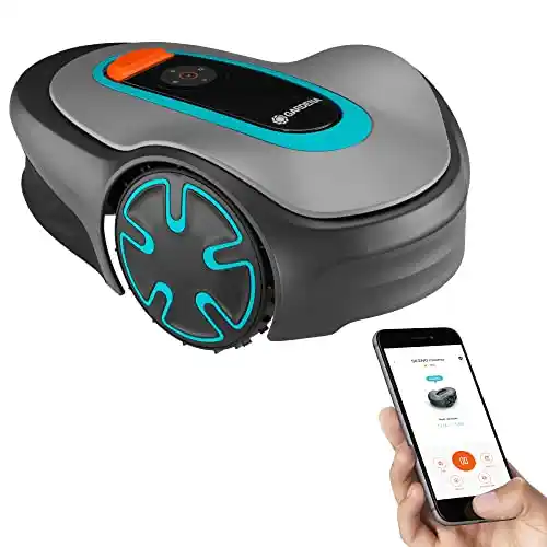 GARDENA 15201-41 SILENO Minimo - Automatic Robotic Lawn Mower, with Bluetooth app and Boundary Wire, one of The quietest in its Class, for lawns up to 2700 Sq Ft, Made in Europe, Grey