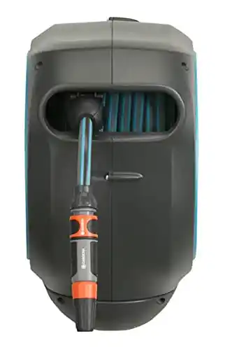 Gardena 18600 50 Foot Wall Mounted Retractable Hose Reel, 50 ft, Standard, Turquoise