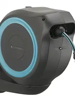 Gardena 18600 50 Foot Wall Mounted Retractable Hose Reel, 50 ft, Standard, Turquoise
