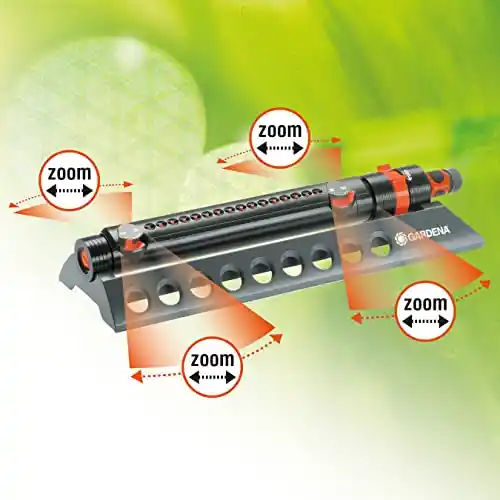Gardena 1975-U AquaZoom Fully Adjustable oscillating Sprinkler, for Flexible, Leak Proof and Precise Watering, Compatible with Any Hose Brand, Made in Germany, 1975: 3900 SQ. FT, Grey
