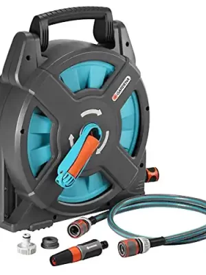Gardena 2662-80 Classic Garden Hose Reel Set, Includes 54-Foot 3/8-Inch Hose, Adapters, and Adjustable Nozzle, Made in Germany