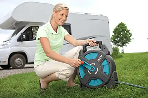 Gardena 2662-80 Classic Garden Hose Reel Set, Includes 54-Foot 3/8-Inch Hose, Adapters, and Adjustable Nozzle, Made in Germany