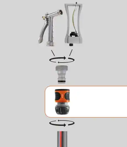 Gardena 32913 Repair Connector + Water Stop, Black, Orange and Grey
