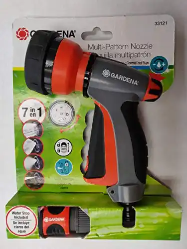 GARDENA 33121 7 in 1 Spray Nozzle Front Trigger, Water Stop