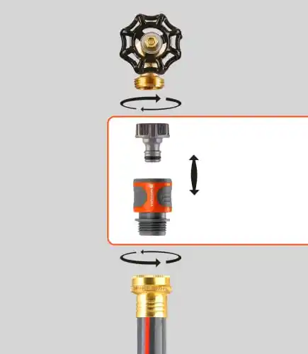 GARDENA 36004 5 Piece Quick Connector Starter Set, For any 5/8 Inch or 1/2 Inch Garden Hose, Sprinkler or Spray Nozzle, Made In Germany