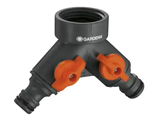 Gardena 36938 Garden Hose Y-Valve With Flow Control Valves, Connect 2 Hoses to 1 Tap, Made in Germany