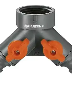 Gardena 36938 Garden Hose Y-Valve With Flow Control Valves, Connect 2 Hoses to 1 Tap, Made in Germany