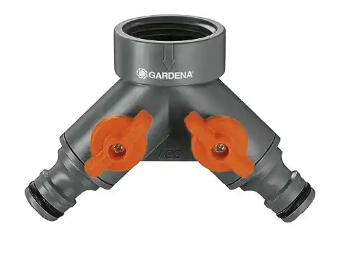 Gardena 36938 Garden Hose Y-Valve With Flow Control Valves, Connect 2 Hoses to 1 Tap, Made in Germany