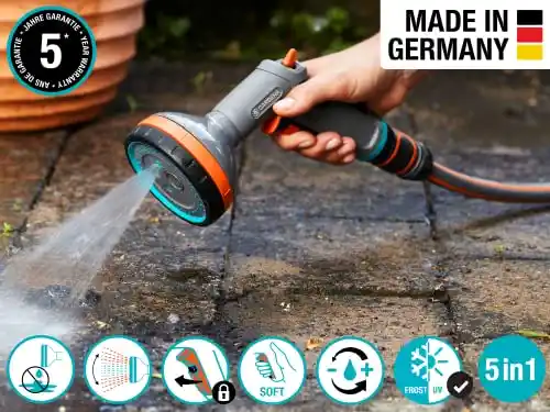 GARDENA 3715C-FP Frost Proof - Comfort Multi Sprayer (Five Spray Patterns) + Water Stop