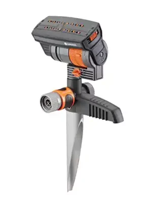Gardena 38124 ZoomMaxx Oscillating Sprinkler on Metal Step Spike, Grey, Orange
