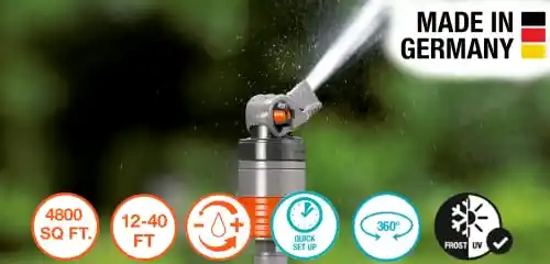 Gardena 38144 Silent Turbo Drive on Spike Sprinkler, Orange/Grey