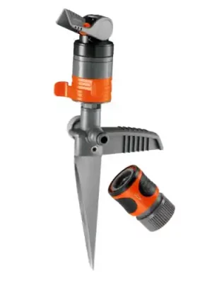 Gardena 38144 Silent Turbo Drive on Spike Sprinkler, Orange/Grey