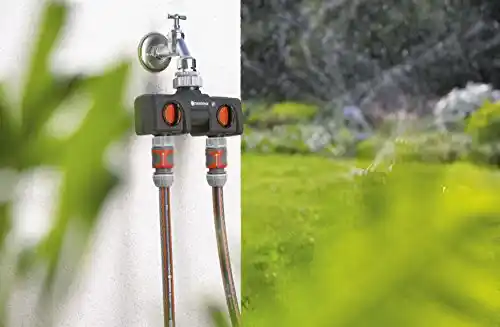 Gardena 38193 Two-Way Garden Hose Splitter with Flow Control Valves, Connect 2 Hoses to 1 Tap, Made in Germany