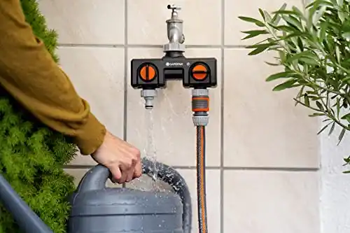 Gardena 38193 Two-Way Garden Hose Splitter with Flow Control Valves, Connect 2 Hoses to 1 Tap, Made in Germany