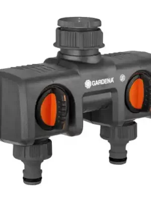 Gardena 38193 Two-Way Garden Hose Splitter with Flow Control Valves, Connect 2 Hoses to 1 Tap, Made in Germany