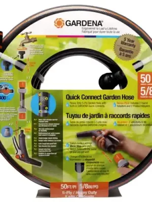 Gardena 39000 50-Foot 5/8-Inch Comfort Heavy Duty Garden Hose, Grey/Orange