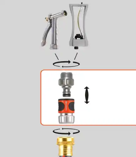 Gardena 39042-M 4 Piece Premium Metal Quick Connector Starter Set, Silver,Orange, Grey, Black