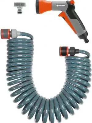 Gardena 4647-U 33-Foot Spiral Coil Garden Hose and Nozzle Set