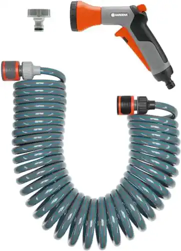 Gardena 4647-U 33-Foot Spiral Coil Garden Hose and Nozzle Set