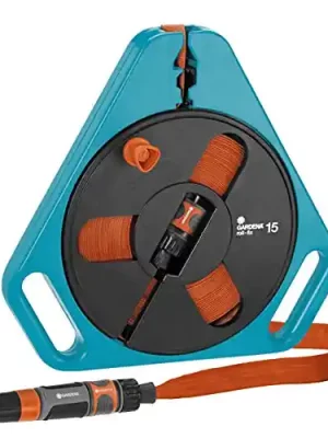 Gardena 756 49.5-Foot Flat Garden Hose In Cassette With End Connector & Spray Nozzle