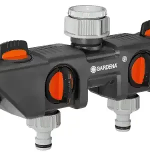 Gardena 8194 Four Channel Water Distributor Garden Hose Valve, Grey/Orange