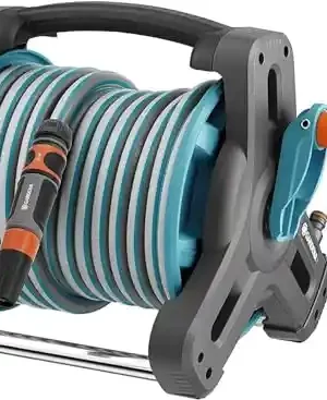 Gardena Hose Reel - includes (1/2'' x 33' Hose + 5' Leader Hose), Blue and Grey (8010)