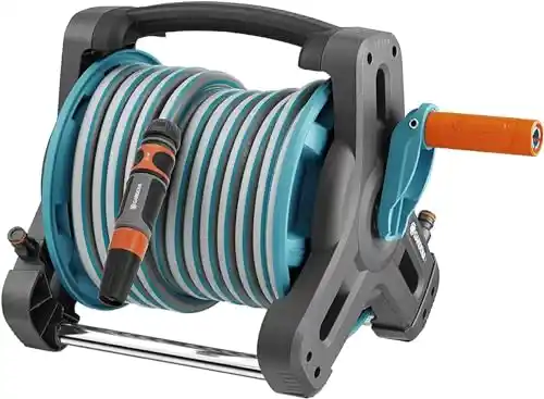 Gardena Hose Reel - includes (1/2'' x 33' Hose + 5' Leader Hose), Blue and Grey (8010)