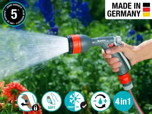 GARDENA N9121-FP-U Frost Proof Nozzle + Four Spray Pattern, Water Stop