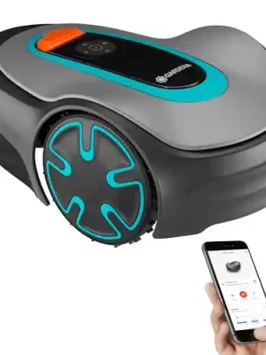 GARDENA SILENO Minimo Automatic Robotic Lawn Mower with Bluetooth app, Boundary Wire - For lawns up to 2700 Sq Ft, Made in Europe, Grey