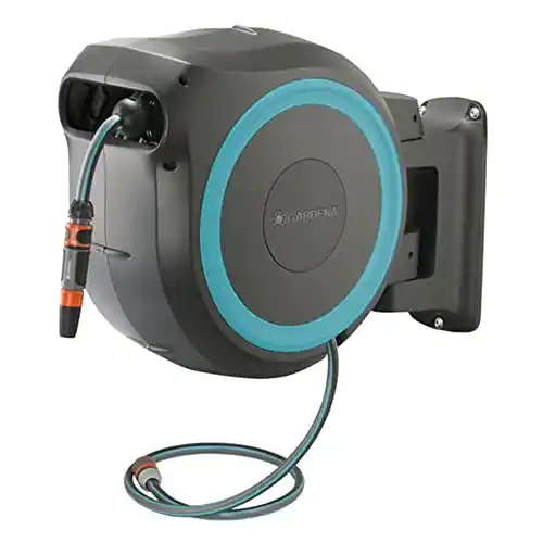 Gardena Wall Mounted Retractable Hose Reel, 100 Feet, Standard, Turquoise