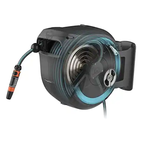 Gardena Wall Mounted Retractable Hose Reel, 100 Feet, Standard, Turquoise